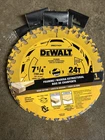 Pack Dewalt Circular Saw Blade, 24T, 5/8 Arbor, 7-1/4 In. DWA271424B10 New. Price: $105.00.