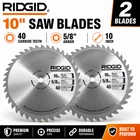 Ridgid 10" Miter Saw Blade Oem 40T Carbide 5/8" Arbor 089041050906 2 Pack New. Price: $78.84.