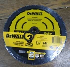 Dewalt 7-1/4" 24T Carbide Tipped Framing Saw Blades #DWA171423L New. Price: $30.00.