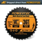 Powertec 14" Cold Saw Blade, 36T, 1" Arbor, Multi-material 1600 Max Rpm New. Price: $54.99.