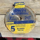Irwin Classic Series 15130TA 7-1/4 24T Circular Saw Blade Framing Ripping Used. Price: $12.00.